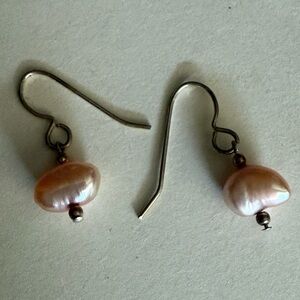 Pink Baroque Pearl Earrings with Fish Hook Design